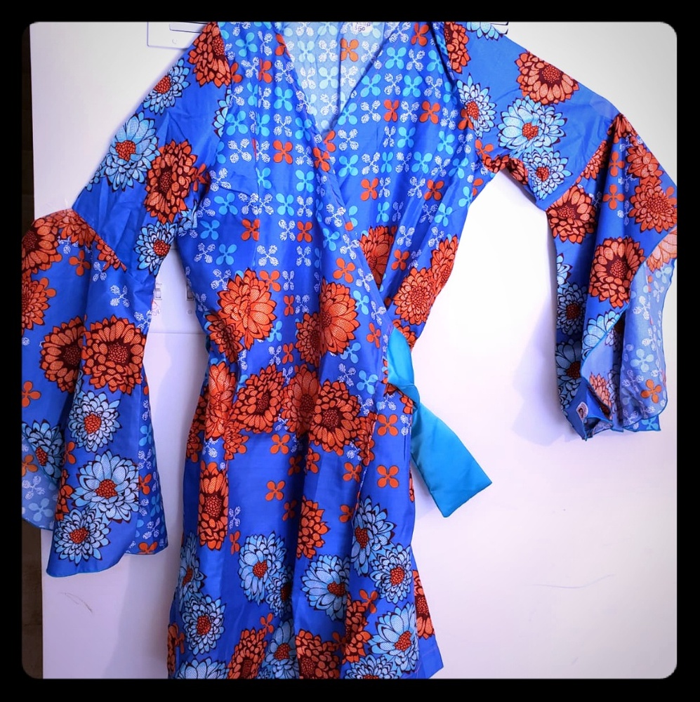 African print wrap dress